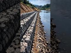 Construcción de muros de gaviones en el mundo real | Proyecto de malla de gaviones hexagonales de triple torsión
