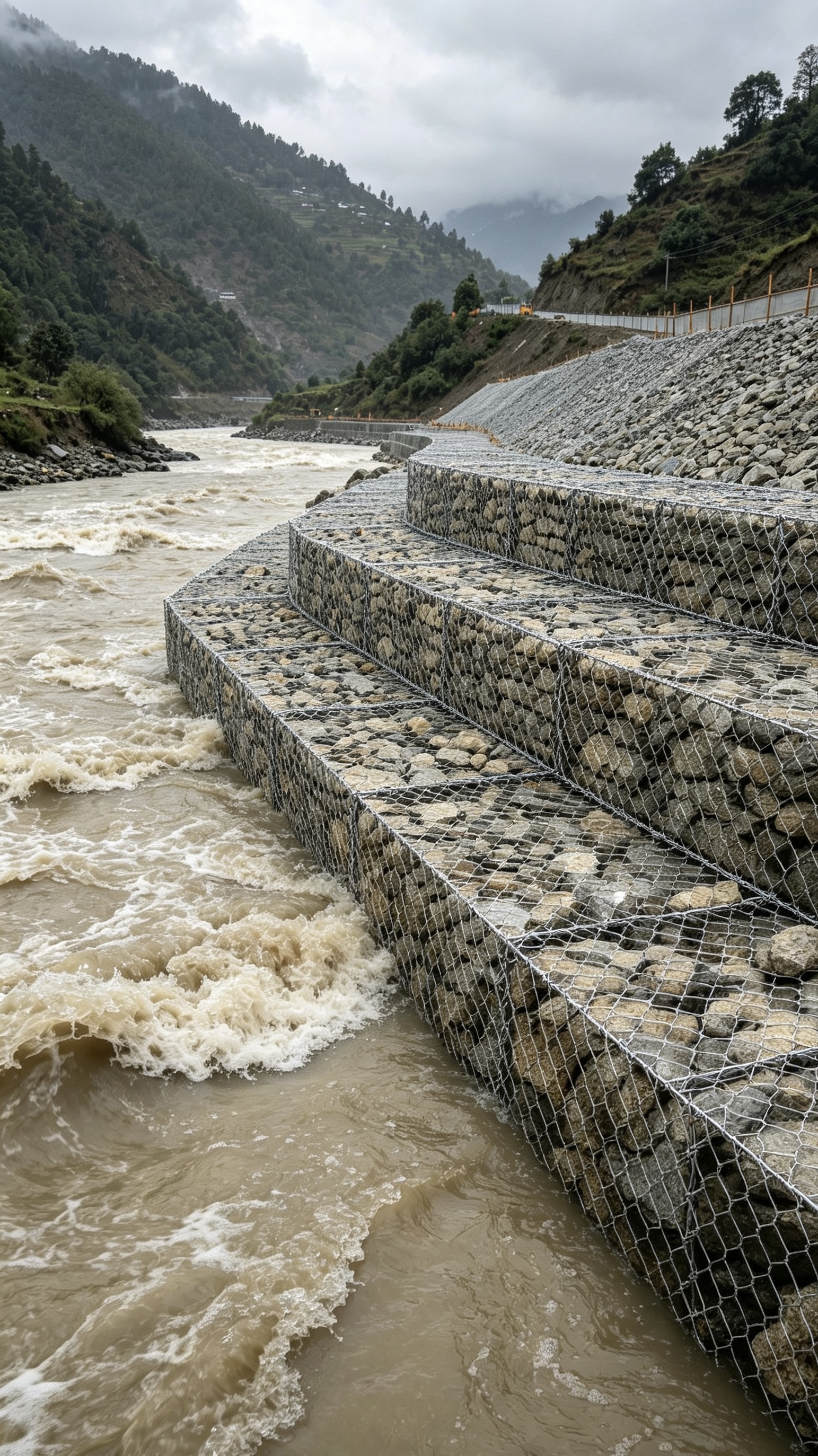 Últimos blogs de la empresa sobre How Gabion Mattress Mesh Protects Nepal River Banks and Highway Slopes During Monsoon Season